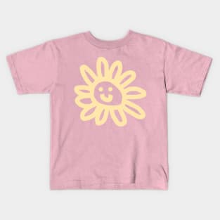 Orange Daisy Flower Smiley Face Kids T-Shirt